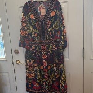BloomChic Navy Floral 3/4 Long Sleeve Dress